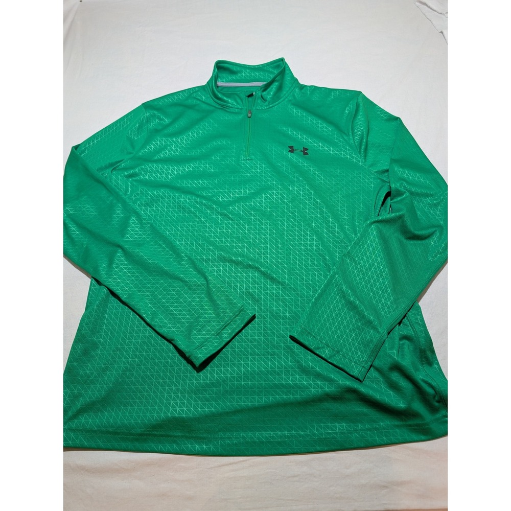 Under Armour Mens HeatGear 1/4 Zip Pullover Green Geometric Pattern Large L